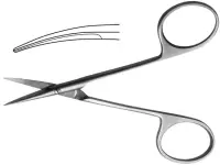 Ножницы глазные остроконечные вертикально изогнутые, 113 мм