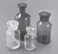 Склянка для реактивов 30 мл из светлого стекла с узкой горловиной и притертой пробкой, Greetmed