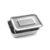 Лоток металлический прямоугольный с крышкой ЛМПрК-"МЕДИКОН", 200х150х45 (AISI 304 (08Х18Н9))