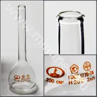 Колба мерная 1-200-2 с одной меткой и цилиндрической горловиной (ГОСТ 1770-74, ТУ 9464-013-52876351-2014)