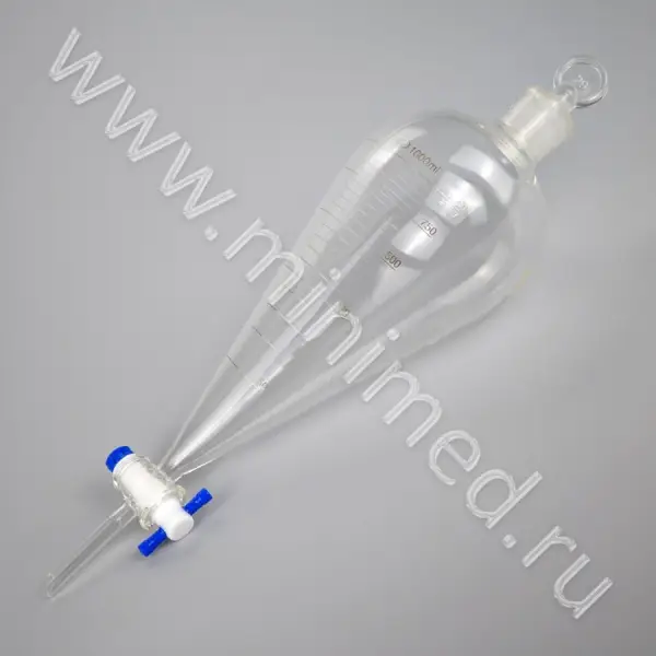Воронка ВД-3-1000 делительная грушевидная с делениями, ПТФЭ кран