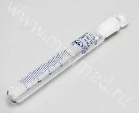 Пробирка лабораторная (мерная со шлифом) ПМ2-5-10/19, с притертой пробкой (ГОСТ 1770-74)