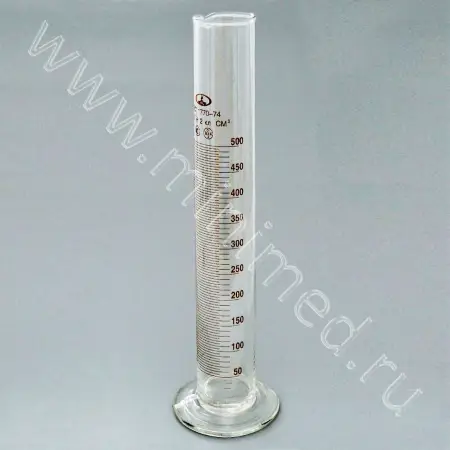 Цилиндр 1-500-2 мерный на стеклянном основании (ГОСТ 1770-74, ТУ 9464-013-52876351-2014)
