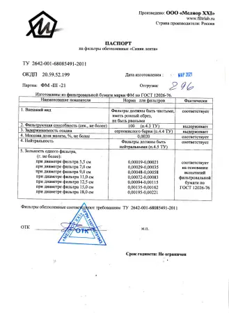 Фильтры обеззоленные Синяя лента d 125 мм, упак 100 шт