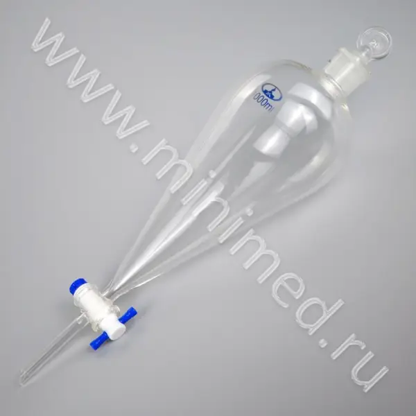 Воронка ВД-3-1000 делительная грушевидная, ПТФЭ кран