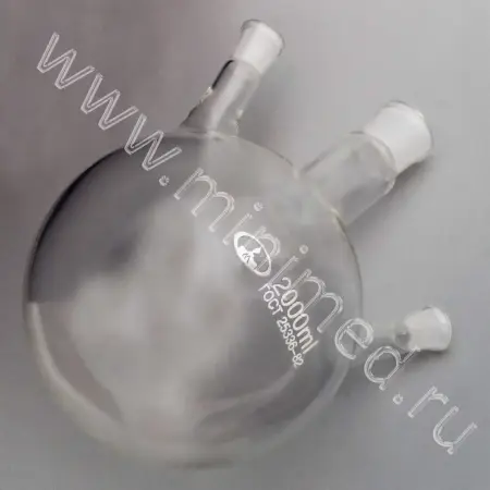 Колба круглодонная КГУ-3-1-2000-29/32-19/26 со шлифом и тремя горловинами (ГОСТ 25336-82, ТУ 9464-019-29508133-2015)