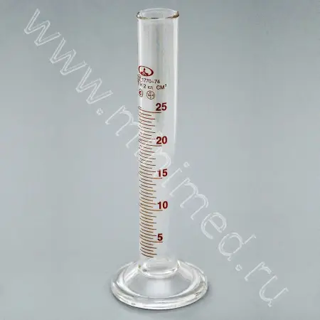 Цилиндр 1-25-2 мерный на стеклянном основании (ГОСТ 1770-74, ТУ 9464-013-52876351-2014)