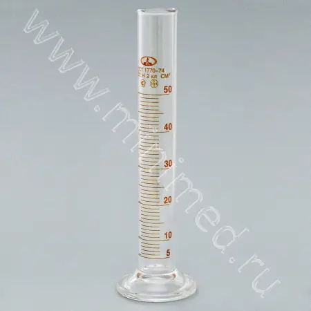 Цилиндр 1- 50-2 мерный на стеклянном основании (ГОСТ 1770-74, ТУ 9464-013-52876351-2014)