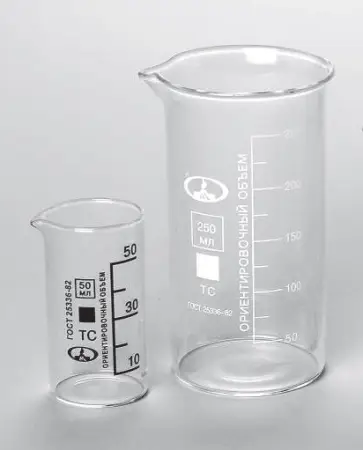 Стакан лабораторный В-1-1000 ТС высокий с делениями и носиком (ГОСТ 25336-82, ТУ 9464-019-29508133-2015)