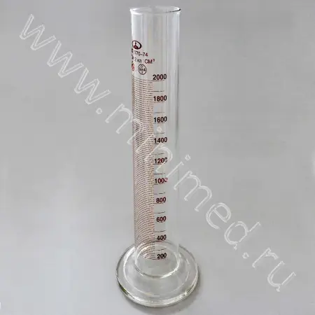Цилиндр 1-2000-2 мерный на стеклянном основании (ГОСТ 1770-74, ТУ 9464-013-52876351-2014)