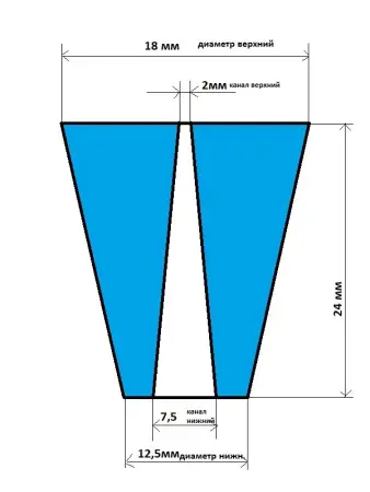 Пробка силиконовая одноконусная №14 с каналом/высота 24/низ 12,5/верх 18/